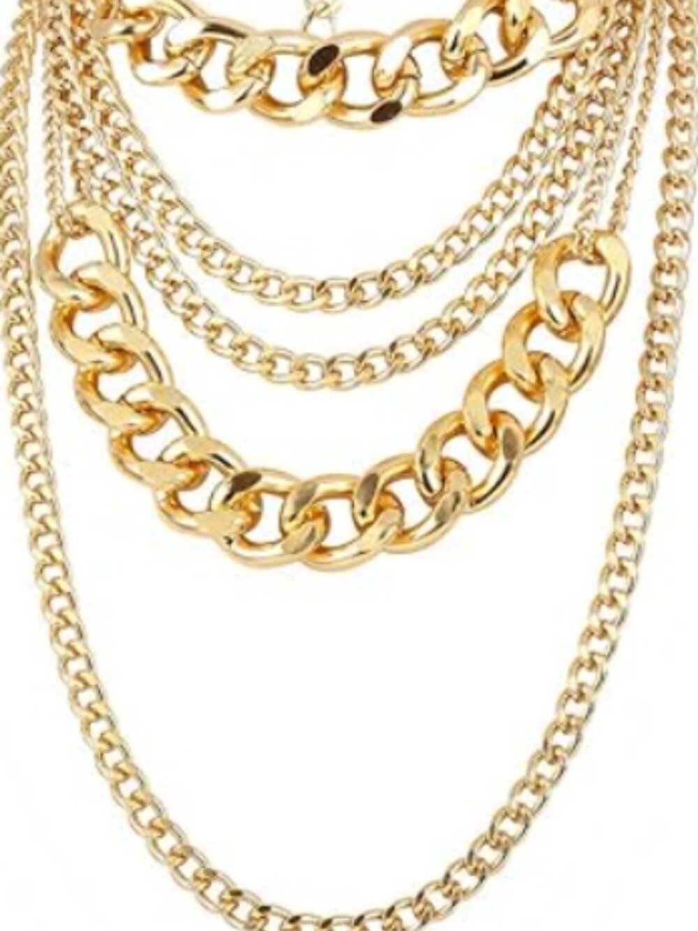 Chunky Gold Layered Chain Necklace | Cuban Link Statement | 90s Hip Hop Y2K